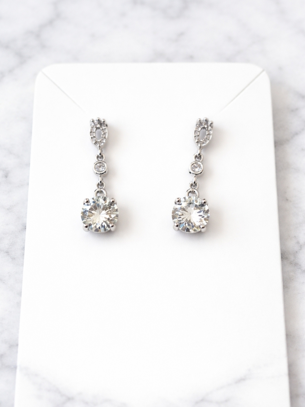 💎 Stainless Steel Zircon Drop Earrings
